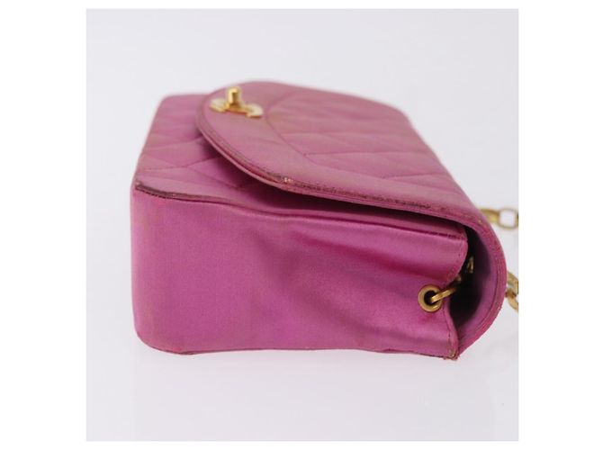 CHANEL Matelasse Chain Shoulder Bag Satin Pink Gold CC - vista 4