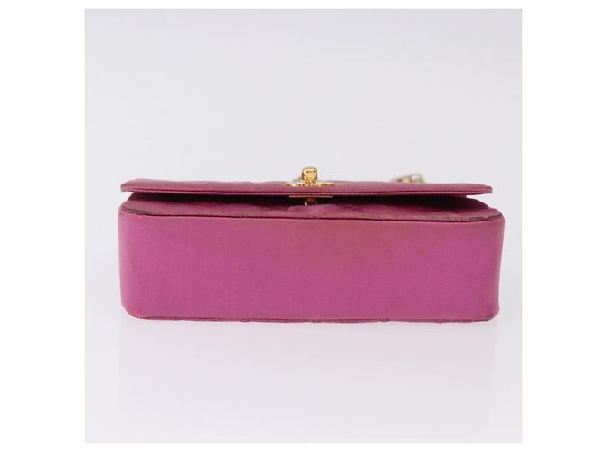 CHANEL Matelasse Chain Shoulder Bag Satin Pink Gold CC - vista 6