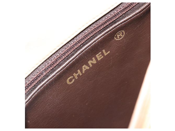 CHANEL Matelasse Chain Shoulder Bag Lamb Skin Beige Gold CC - vista 21