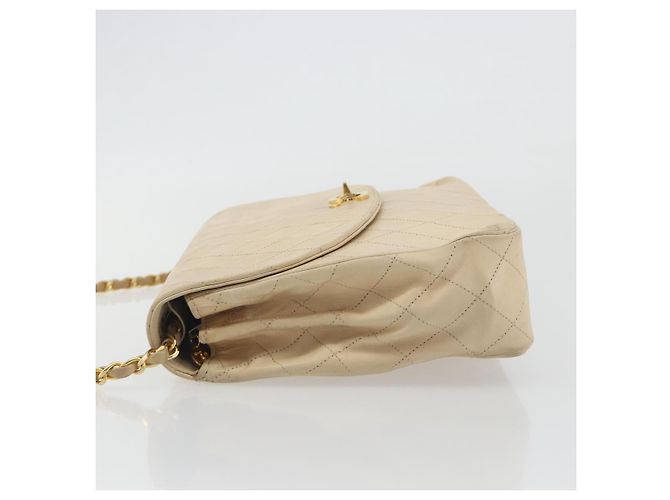 CHANEL Matelasse Chain Shoulder Bag Lamb Skin Beige Gold CC - vista 4