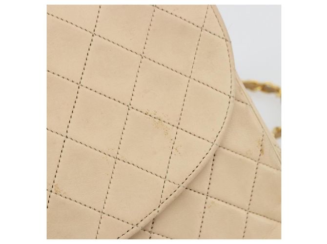 CHANEL Matelasse Chain Shoulder Bag Lamb Skin Beige Gold CC - vista 9
