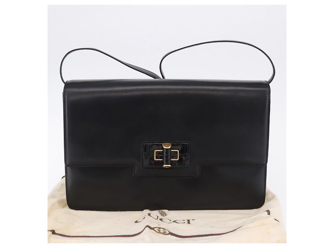 GUCCI Shoulder Bag Leather Black Gold - vista 26