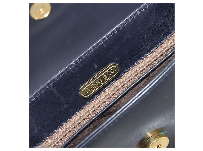 Tiffany & Co TIFFANY&Co. Chain Shoulder Bag Leather Navy Gold - vista 18