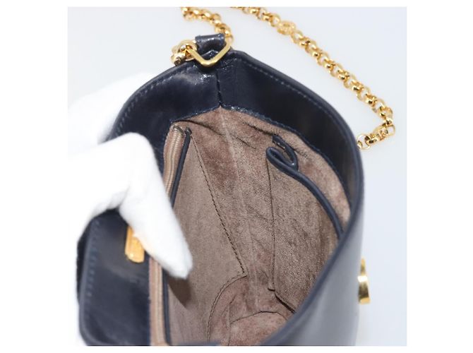 Tiffany & Co TIFFANY&Co. Chain Shoulder Bag Leather Navy Gold - vista 19
