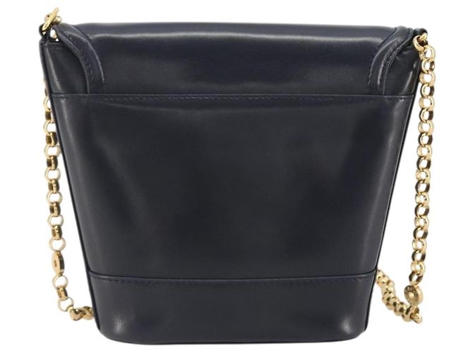 Tiffany & Co TIFFANY&Co. Chain Shoulder Bag Leather Navy Gold - vista 2