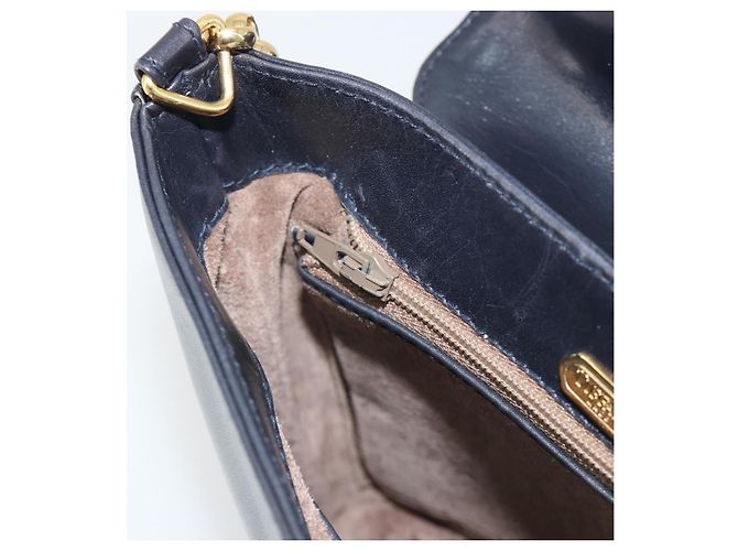 Tiffany & Co TIFFANY&Co. Chain Shoulder Bag Leather Navy Gold - vista 21