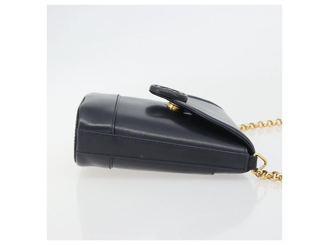 Tiffany & Co TIFFANY&Co. Chain Shoulder Bag Leather Navy Gold - vista 3
