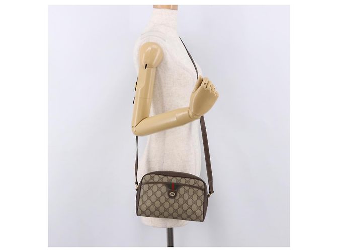 GUCCI GG Supreme Web Sherry Line Bag PVC Beige Gold 116 02 089 - vista 22