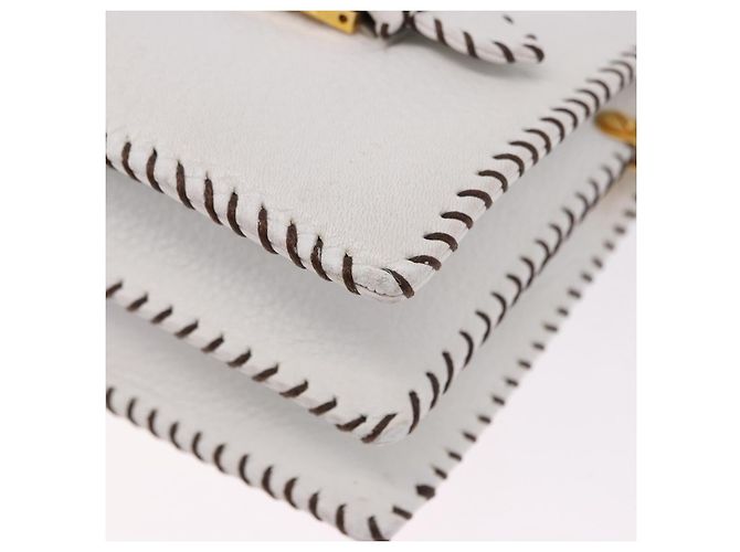 FENDI Shoulder Bag Leather White Gold Tone - vista 15
