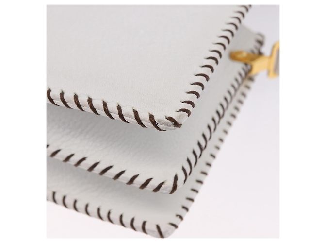 FENDI Shoulder Bag Leather White Gold Tone - vista 17