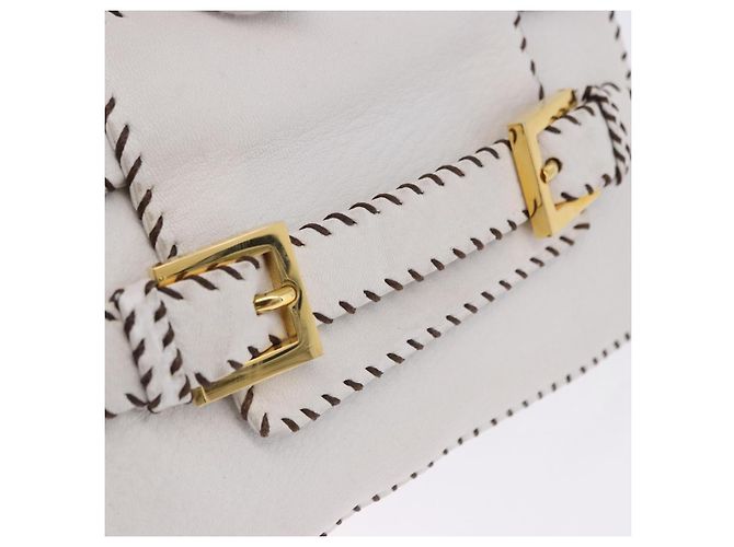 FENDI Shoulder Bag Leather White Gold Tone - vista 18