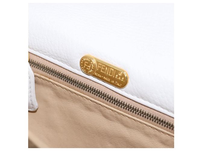 FENDI Shoulder Bag Leather White Gold Tone - vista 21