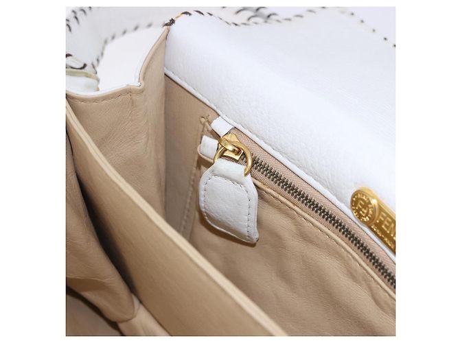 FENDI Shoulder Bag Leather White Gold Tone - vista 27