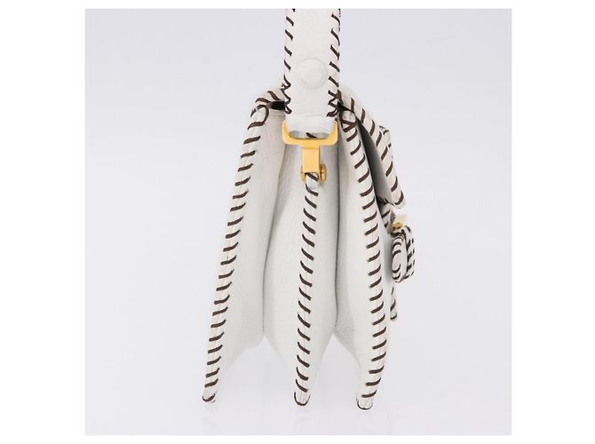 FENDI Shoulder Bag Leather White Gold Tone - vista 5
