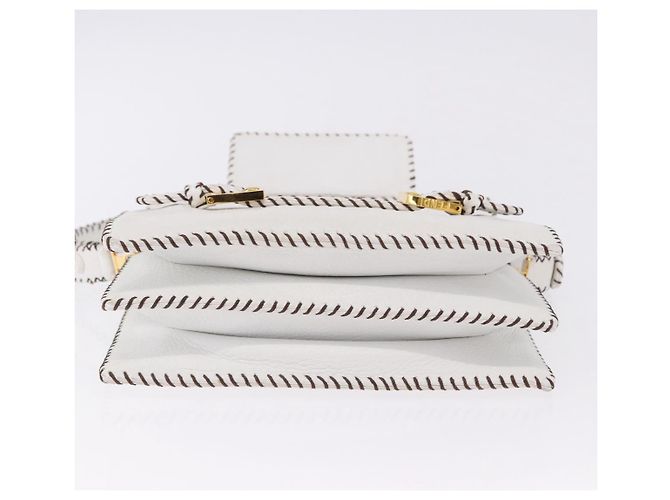 FENDI Shoulder Bag Leather White Gold Tone - vista 6