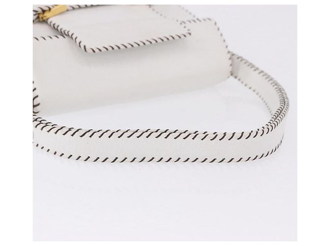 FENDI Shoulder Bag Leather White Gold Tone - vista 8