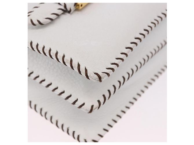 FENDI Shoulder Bag Leather White Gold Tone - vista 9
