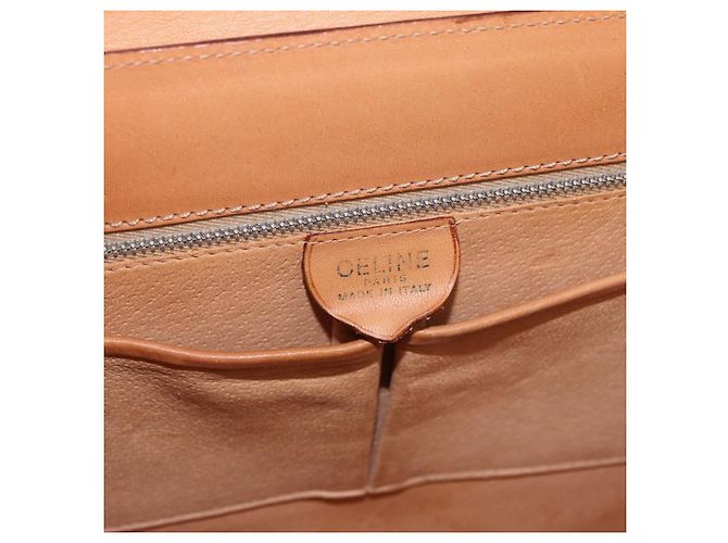 Céline CELINE Macadam Canvas Medallion Hand Bag PVC Leather Brown Gold - vista 18