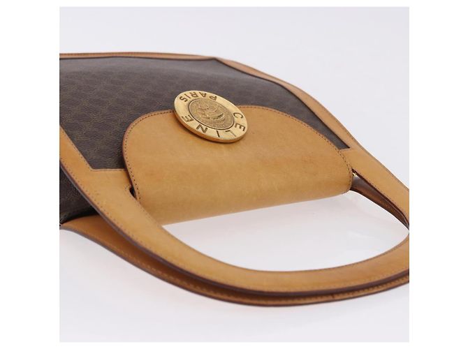 Céline CELINE Macadam Canvas Medallion Hand Bag PVC Leather Brown Gold - vista 6