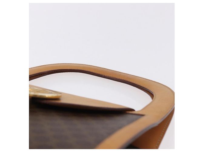 Céline CELINE Macadam Canvas Medallion Hand Bag PVC Leather Brown Gold - vista 8