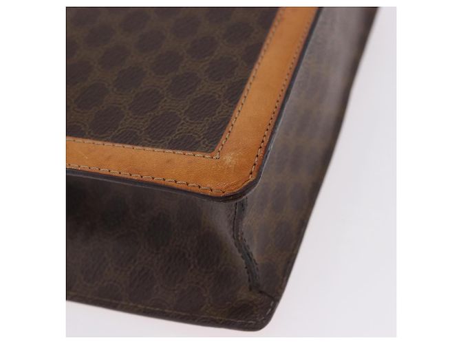 Céline CELINE Macadam Canvas Medallion Hand Bag PVC Leather Brown Gold - vista 9