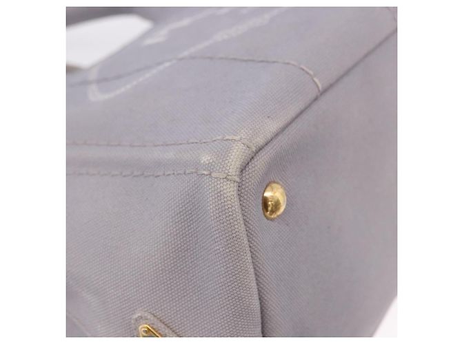 PRADA Canapa PM Hand Bag Canvas 2way Gray Gold - vista 10