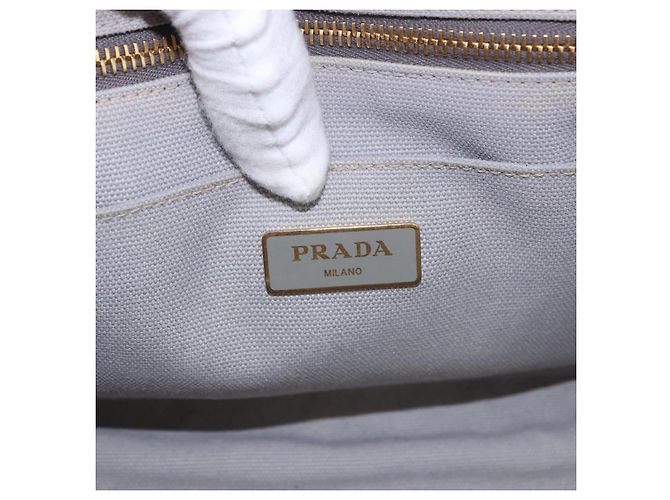 PRADA Canapa PM Hand Bag Canvas 2way Gray Gold - vista 19