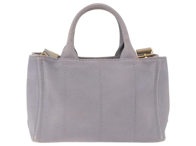 PRADA Canapa PM Hand Bag Canvas 2way Gray Gold - vista 2