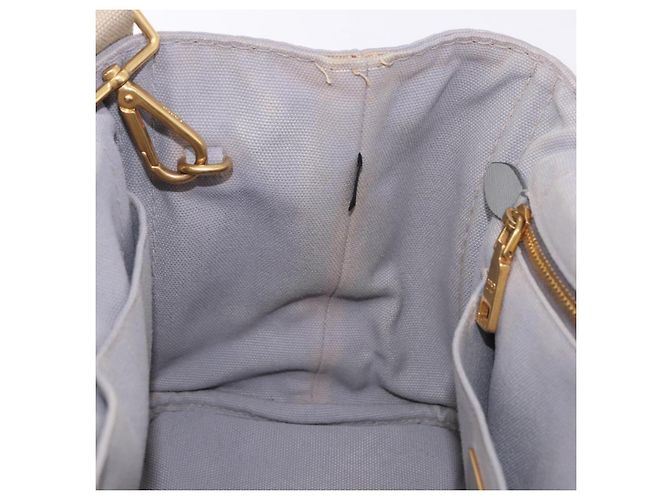 PRADA Canapa PM Hand Bag Canvas 2way Gray Gold - vista 21