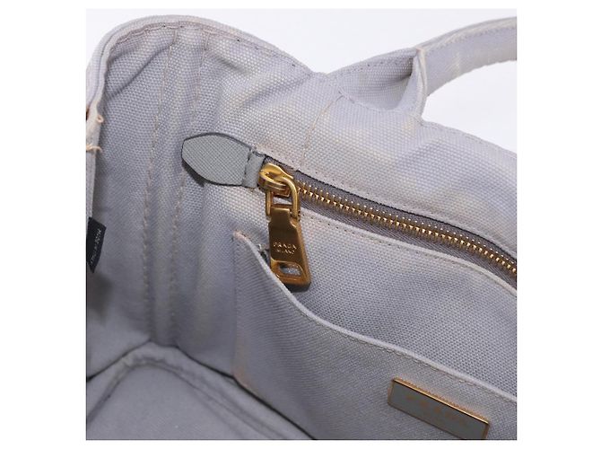 PRADA Canapa PM Hand Bag Canvas 2way Gray Gold - vista 22