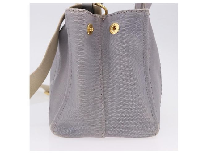 PRADA Canapa PM Hand Bag Canvas 2way Gray Gold - vista 3