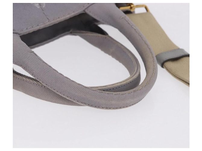PRADA Canapa PM Hand Bag Canvas 2way Gray Gold - vista 7