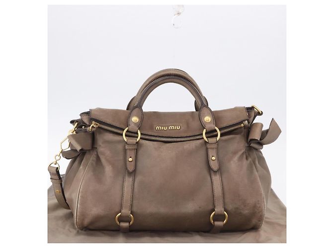 Miu Miu Hand Bag Leather 2way Beige Gold - vista 12