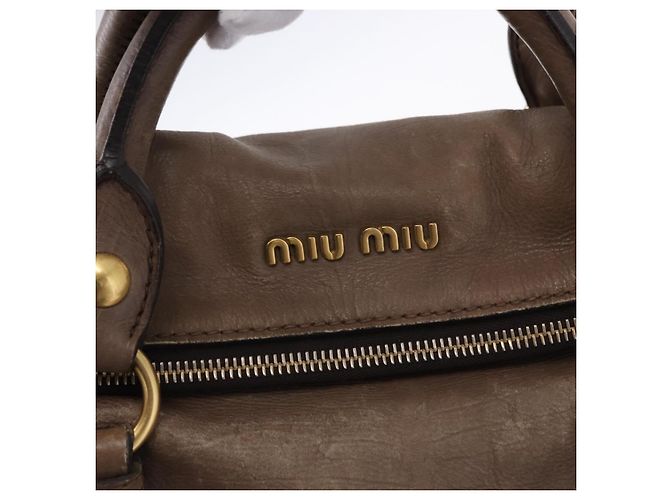 Miu Miu Hand Bag Leather 2way Beige Gold - vista 18