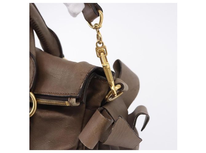Miu Miu Hand Bag Leather 2way Beige Gold - vista 19