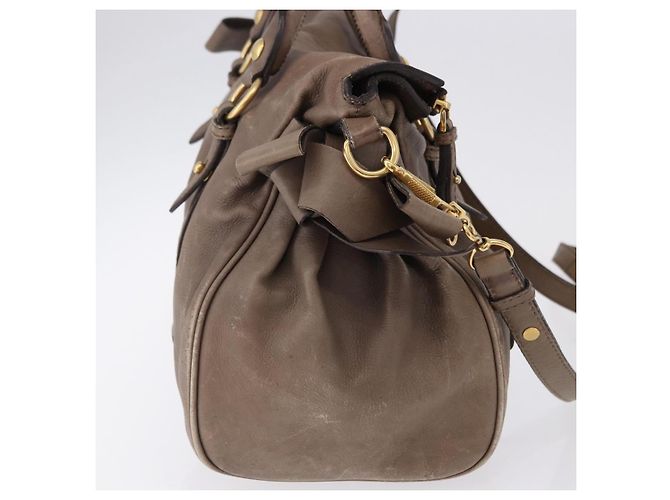 Miu Miu Hand Bag Leather 2way Beige Gold - vista 4
