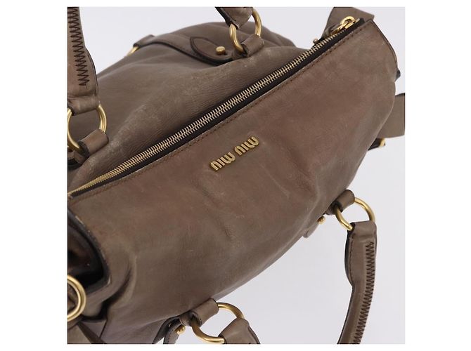 Miu Miu Hand Bag Leather 2way Beige Gold - vista 6