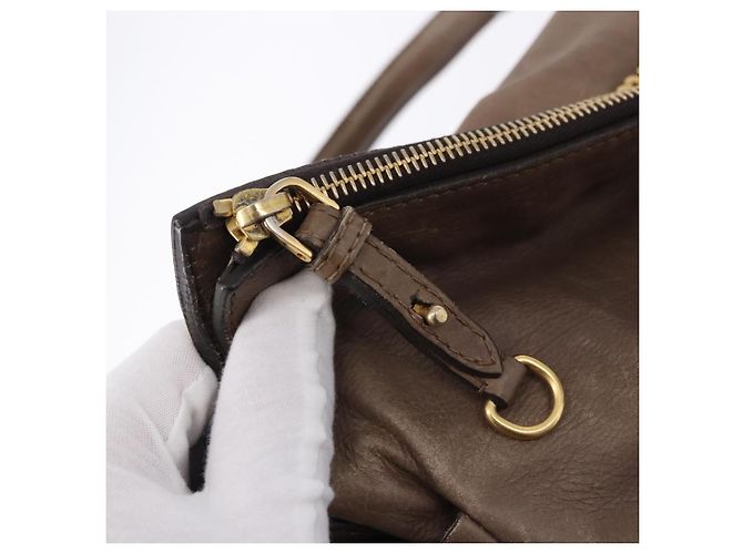 Miu Miu Hand Bag Leather 2way Beige Gold - vista 9