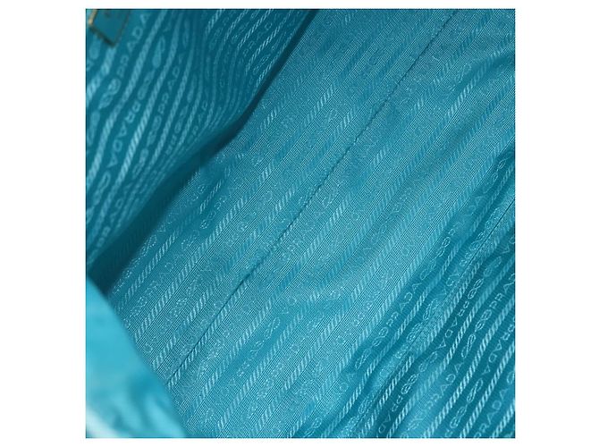 PRADA Tote Bag Nylon Turquoise Blue Gold - vista 10