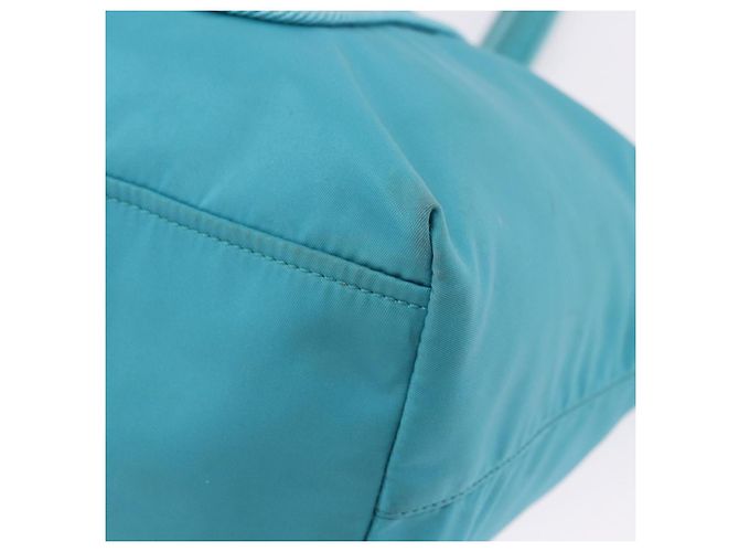 PRADA Tote Bag Nylon Turquoise Blue Gold - vista 14