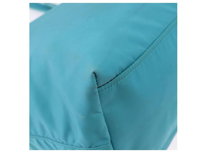 PRADA Tote Bag Nylon Turquoise Blue Gold - vista 15