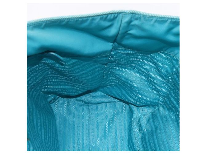 PRADA Tote Bag Nylon Turquoise Blue Gold - vista 19