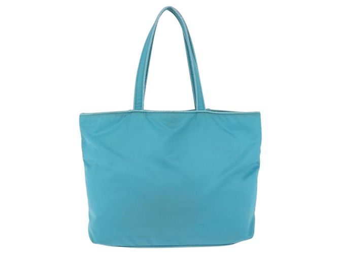 PRADA Tote Bag Nylon Turquoise Blue Gold - vista 2