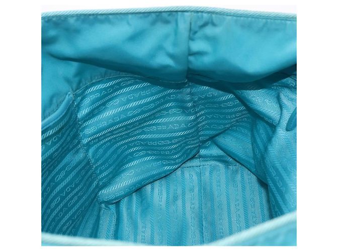 PRADA Tote Bag Nylon Turquoise Blue Gold - vista 20