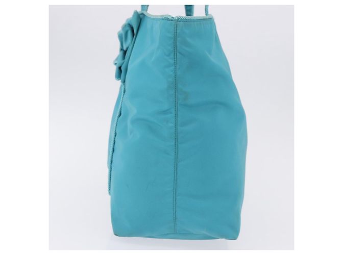 PRADA Tote Bag Nylon Turquoise Blue Gold - vista 3