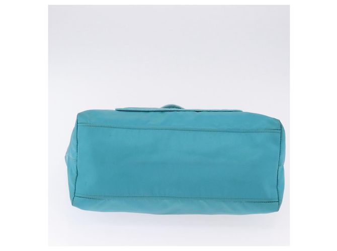 PRADA Tote Bag Nylon Turquoise Blue Gold - vista 5