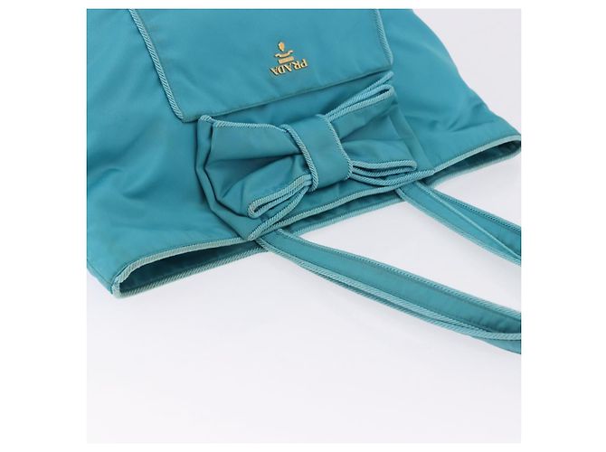 PRADA Tote Bag Nylon Turquoise Blue Gold - vista 6