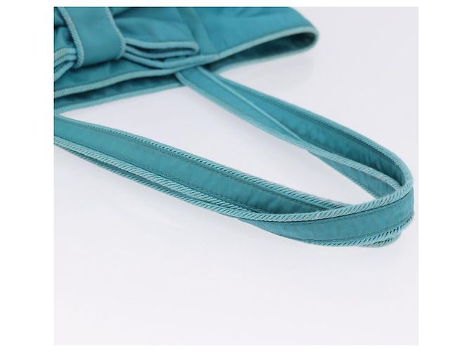 PRADA Tote Bag Nylon Turquoise Blue Gold - vista 7