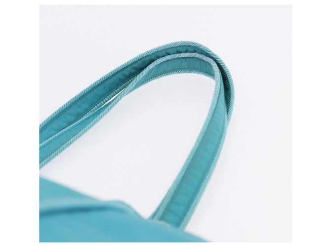 PRADA Tote Bag Nylon Turquoise Blue Gold - vista 8