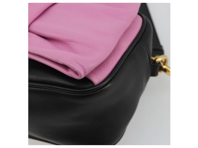 PRADA Ribbon Shoulder Bag Leather Black Pink - vista 15